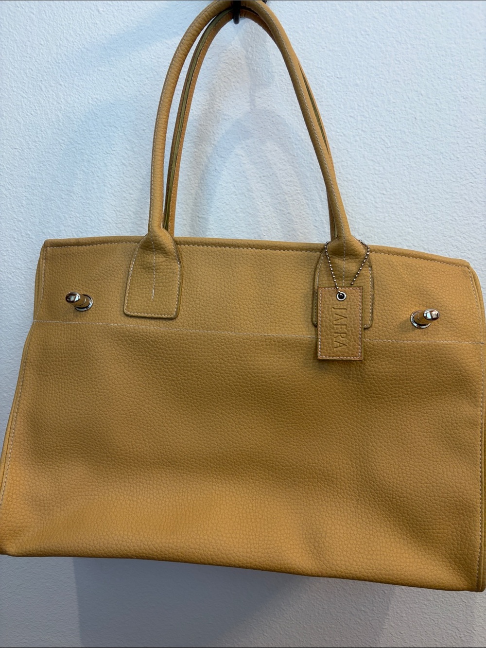 Jafra Mustard Leather Tote with Branded Tag